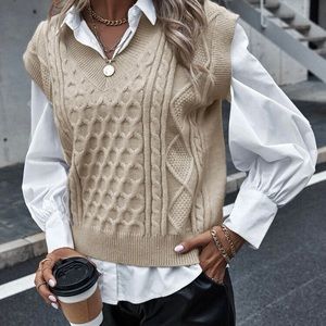 Cable knit sweater vest